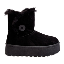 Botas femininas de neve com plataforma e pele, Vikas pretas preto