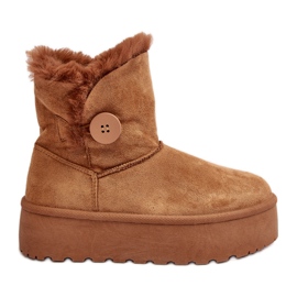 Botas femininas de neve com plataforma e pele de camelo Vikas marrom