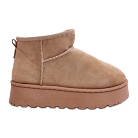 Botas femininas de neve com plataforma e forro de pele, Bege Xamella
