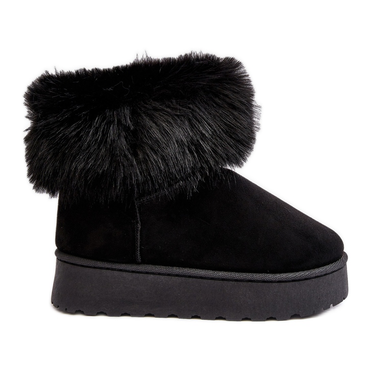 Botas femininas de neve com plataforma e pele preta Mancy preto