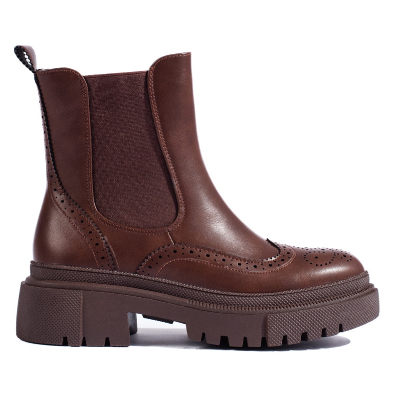 Botas Chelsea Shelovet marrons vazadas castanho