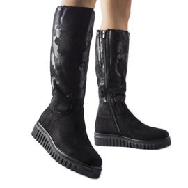 Piazzolla Botas camufladas pretas com isolamento em camurça ecológica preto