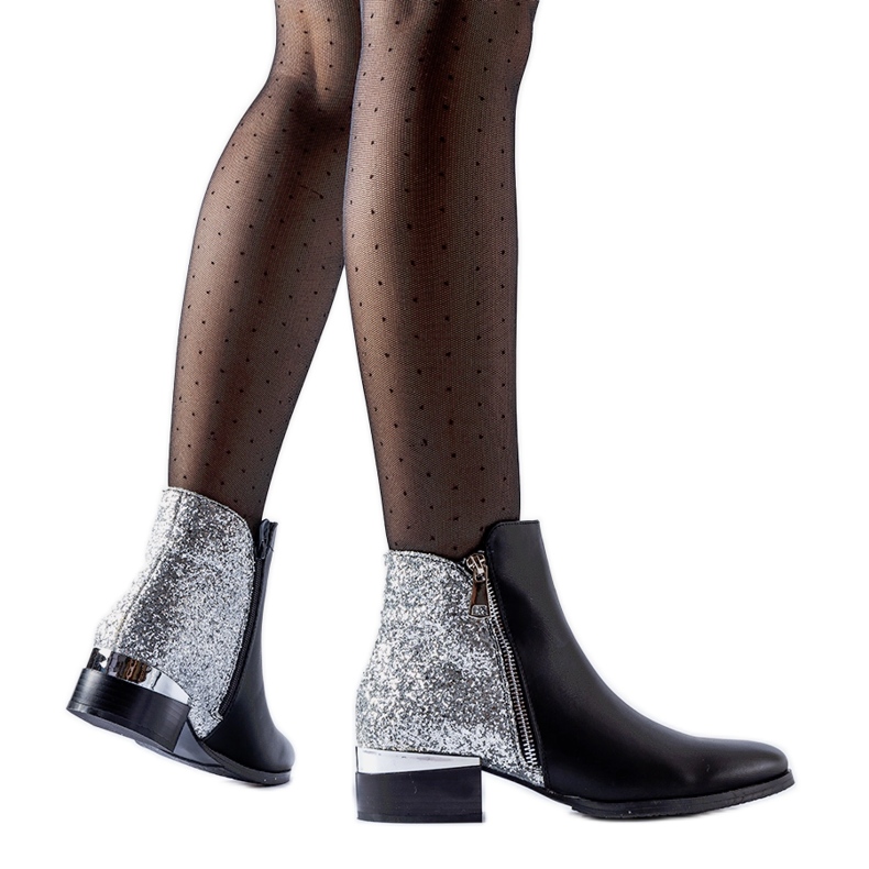 Botins pretos com costas brilhantes Olindo