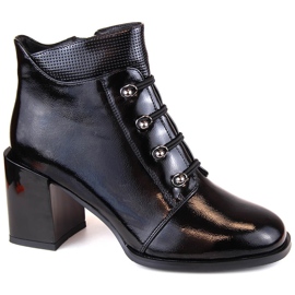 Botins femininos em couro envernizado, cano curto com isolamento, preto, Filippo DBT4891
