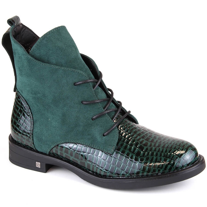 Botas femininas de salto baixo, isoladas, verdes Potocki SZ12080