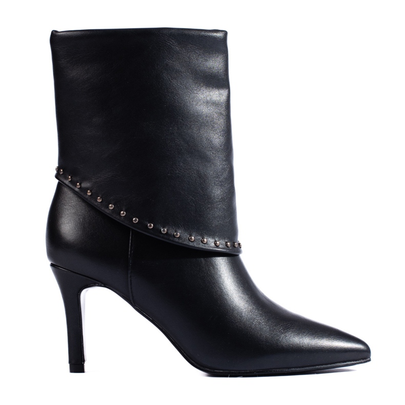 SHELOVET Botins pretos elegantes de salto alto