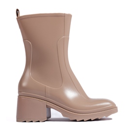 SHELOVET Wellingtons creme de salto alto com zíper bege SHELOVET Wellingtons creme de salto alto com zíper bege