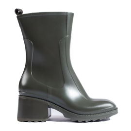 SHELOVET Wellingtons verdes de salto alto com zíper