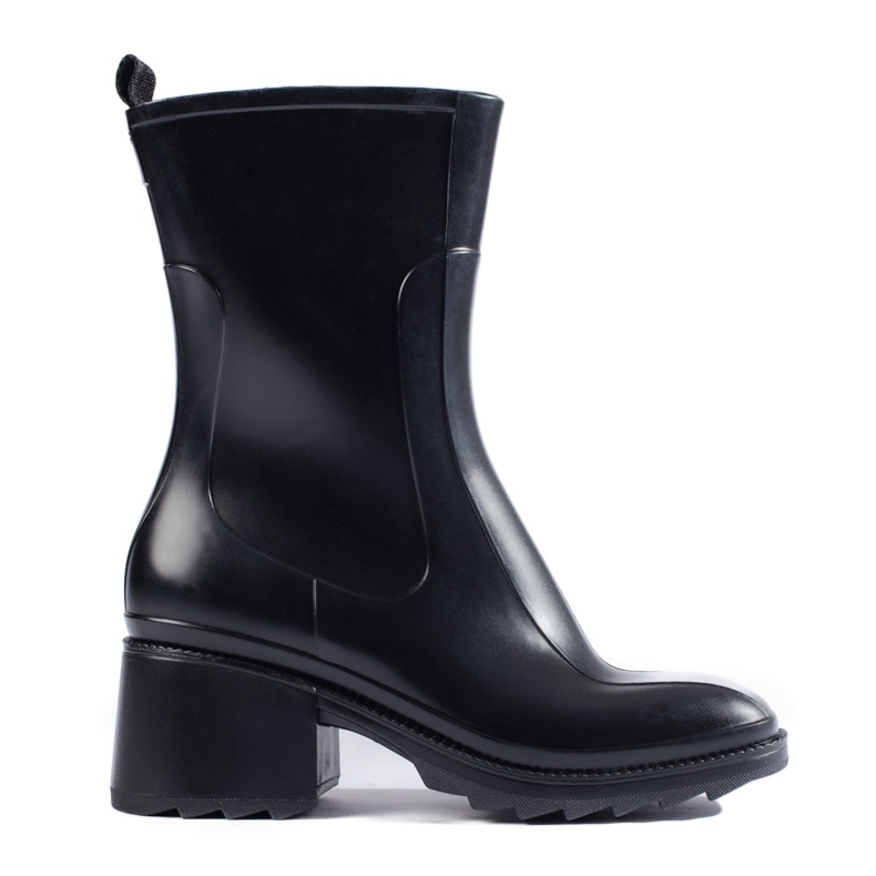 SHELOVET Wellingtons pretos de salto alto com zíper