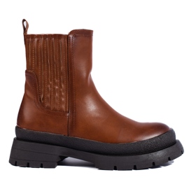 SHELOVET Botas Chelsea marrons com sola grossa marrom