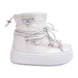 Botas de neve isoladas com cordões para crianças brancas Colina branco