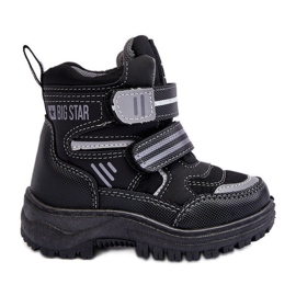 Botas de neve com velcro isoladas para crianças pretas Big Star MM374129 preto