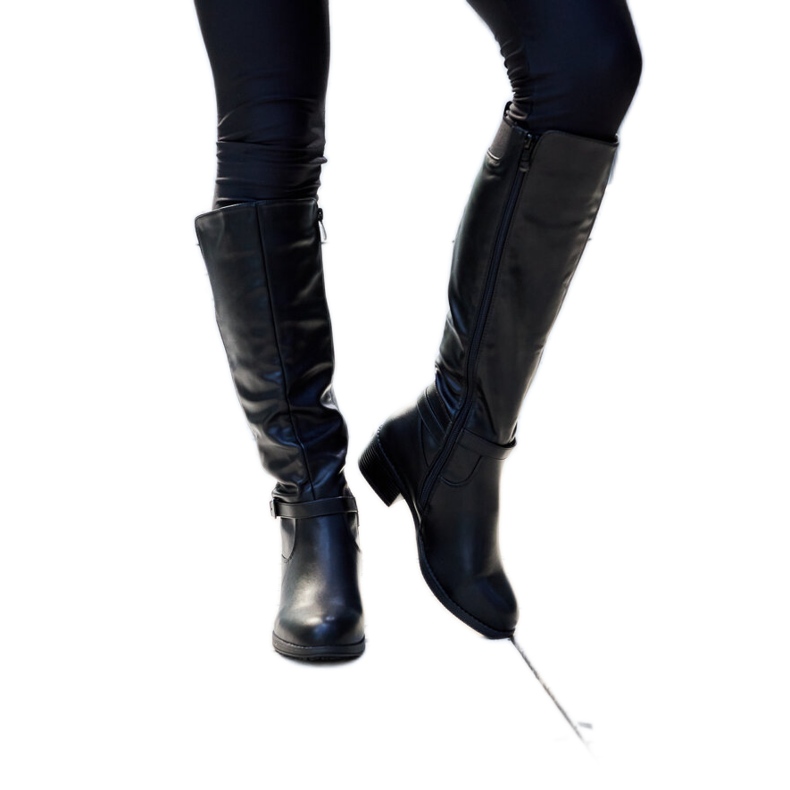 Botas Castelvetro pretas de salto baixo preto