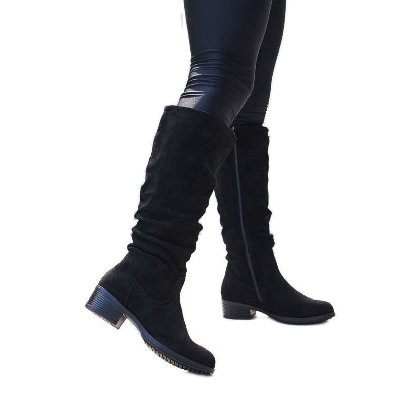 Botas pretas de camurça ecológica Angelico enrugadas preto