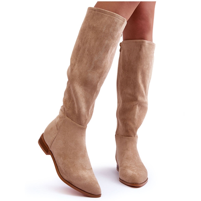 PA1 Botas de camurça com salto plano bege Eelin