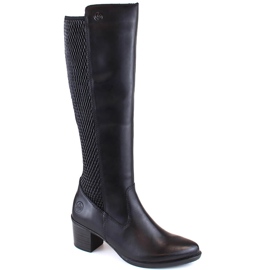 Botas femininas confortáveis ​​de couro com borracha isolada preta Rieker Y2050-00 preto