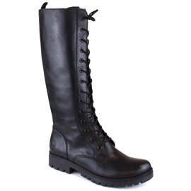 Botas femininas confortáveis ​​de couro com isolamento Rieker preto 78543-00