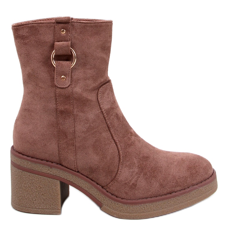 Botins Cooke Khaki com salto largo castanho Botins Cooke Khaki com salto largo castanho