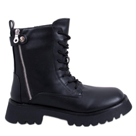 Ferger Botins militares pretos com cadarço Ferger Botins militares pretos com cadarço