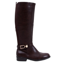 Botas femininas de flor integral Jessie Brown marrom