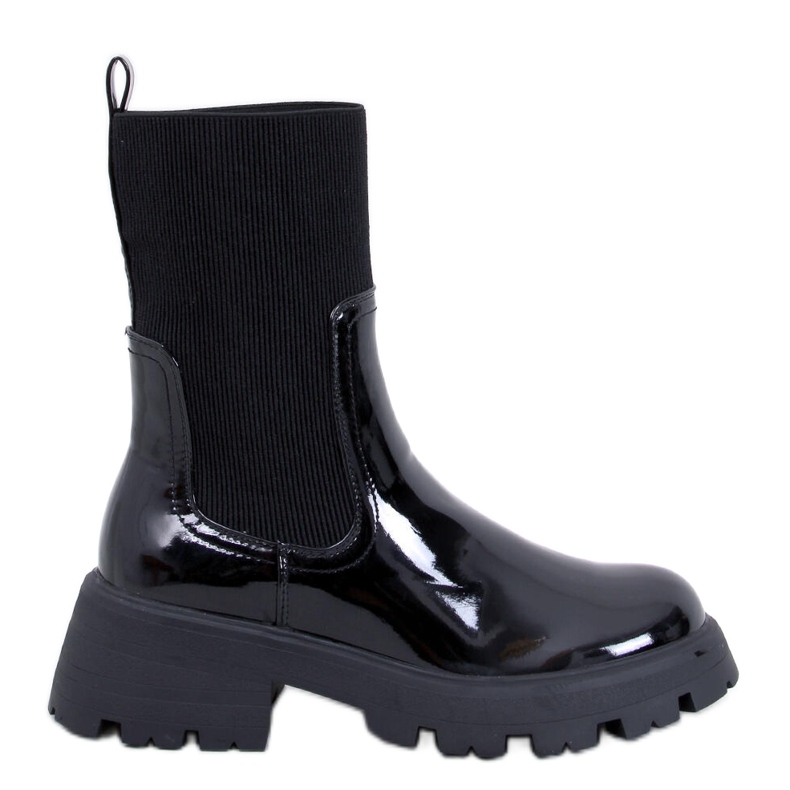 Botas Chelsea lacadas pretas Batson preto