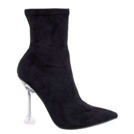 Merrisa Botins pretos com salto alto transparente Merrisa Botins pretos com salto alto transparente