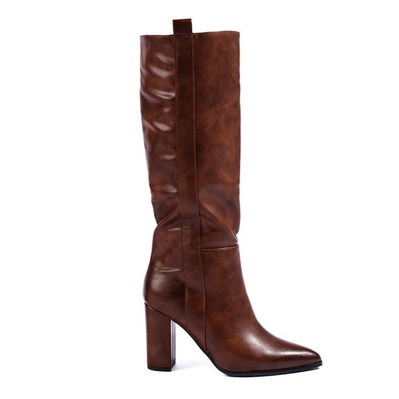 Botas femininas de salto alto Shelovet marrons castanho