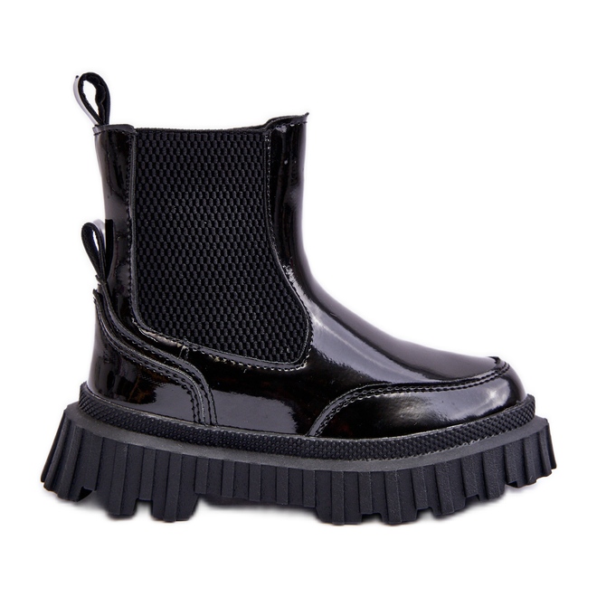 Botins infantis de couro envernizado com zíper, quentes, pretos Jolynn