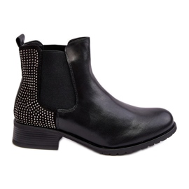 Botas Chelsea baixas femininas com decoração, Donname preto