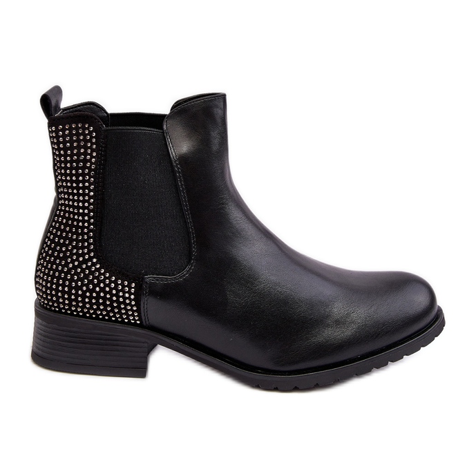 Botas Chelsea baixas femininas com decoração, Donname preto