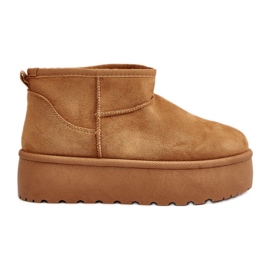 Botas femininas de neve com plataforma Camel Mennja marrom