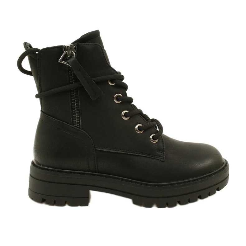 Miss 235-4226 Botas femininas isoladas com peles isoladas preto