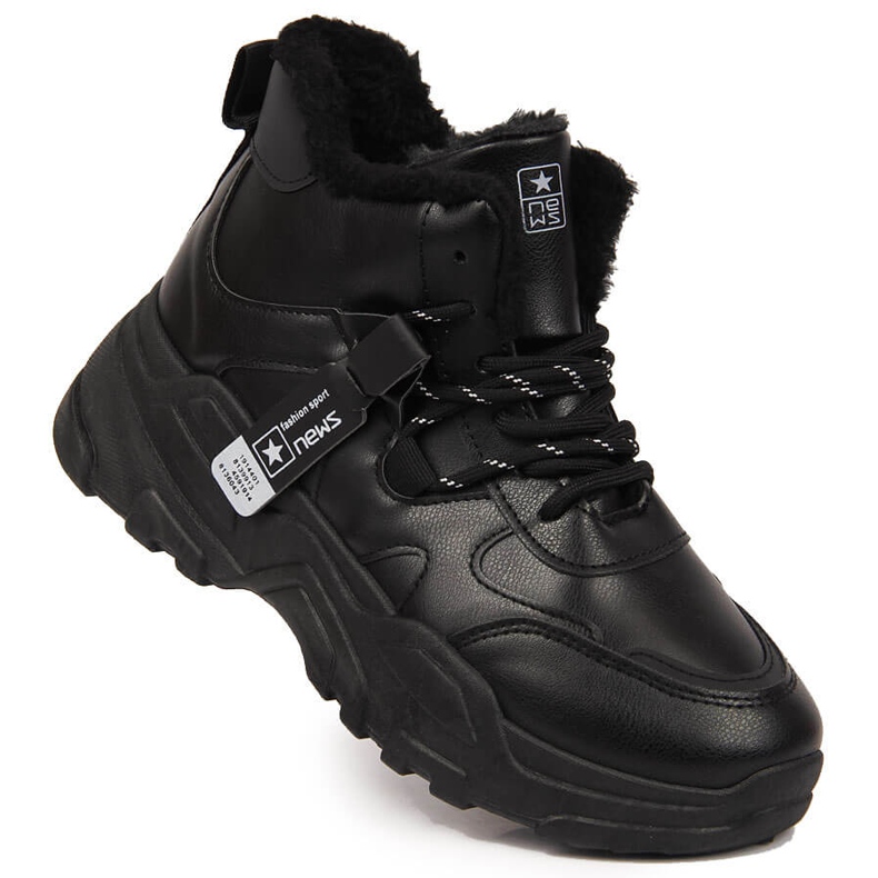 News Tênis feminino com isolamento e botas de neve pretas preto