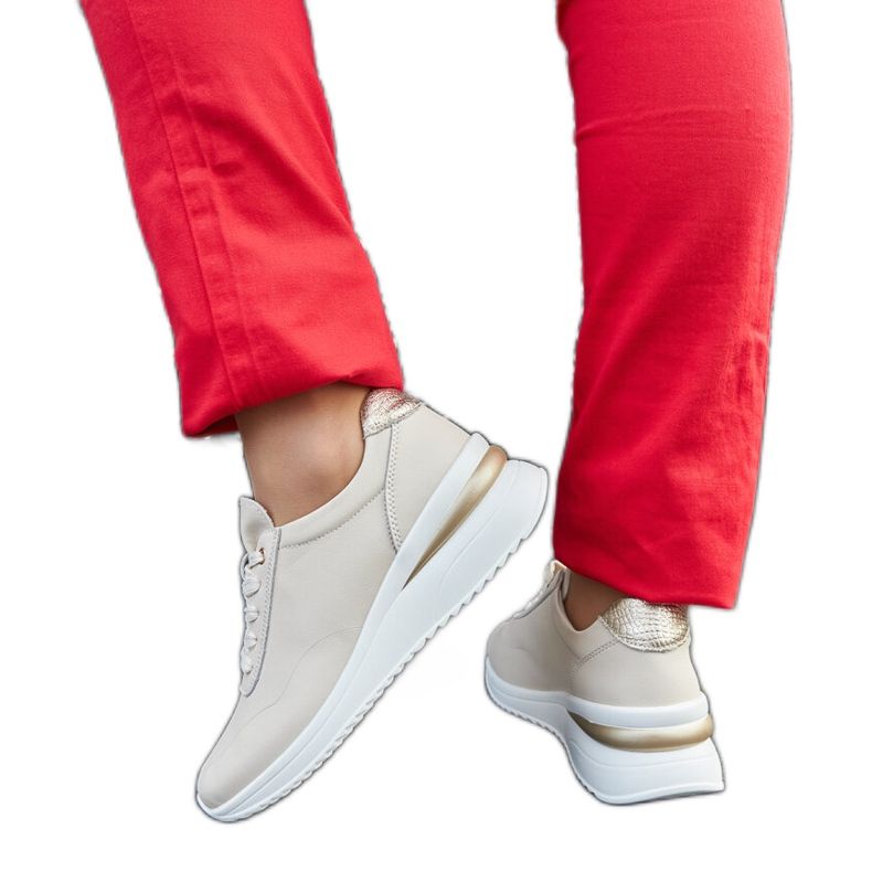 Tênis de cunha de couro bege por Federico