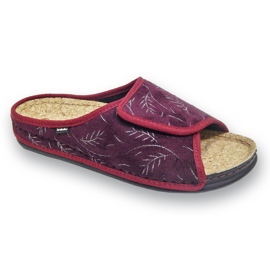 Chinelos femininos Inblu com inserção de cortiça 155D141, bordô vermelho