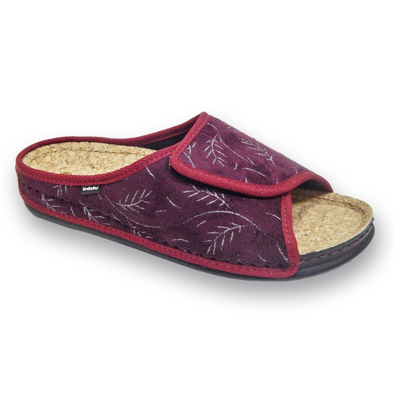 Chinelos femininos Inblu com inserção de cortiça 155D141, bordô vermelho