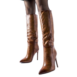 Botas de salto alto Serpent com isolamento marrom