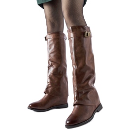 Botas quentes marrons com cunha oculta Mia castanho