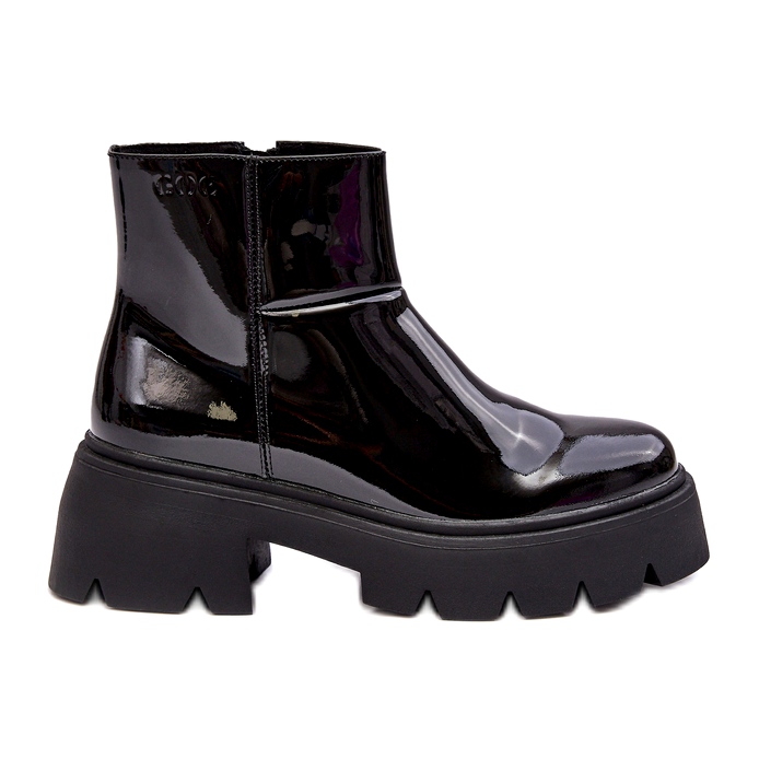 Botas femininas de couro envernizado GOE MM2N4058 pretas preto