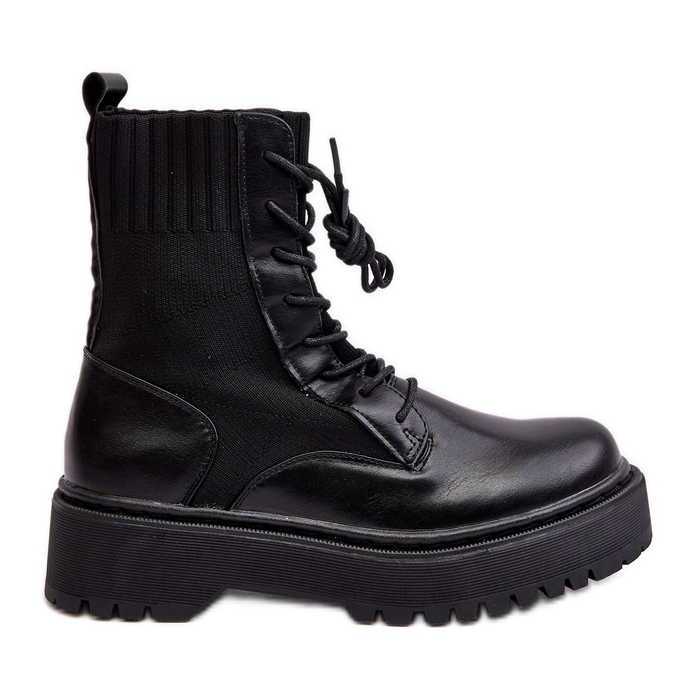 Botins femininos de trabalho com cadarço preto Dedinva preto