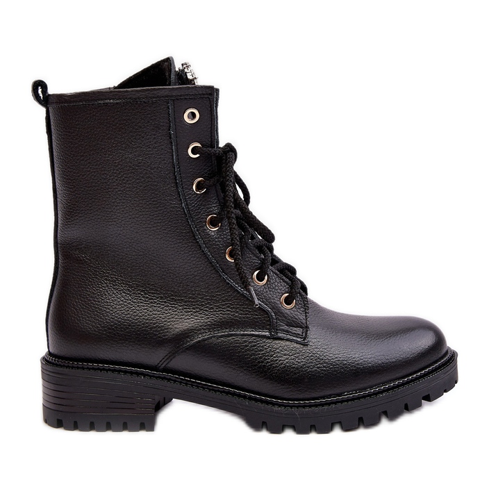 Botas femininas de couro com decoração Zazoo 1757 pretas preto