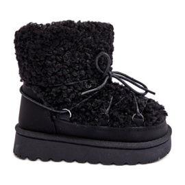 Botas de neve infantis quentes, pretas com cadarço, Asija preto Botas de neve infantis quentes, pretas com cadarço, Asija preto