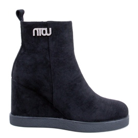 Rochelle Botins pretos com cunha