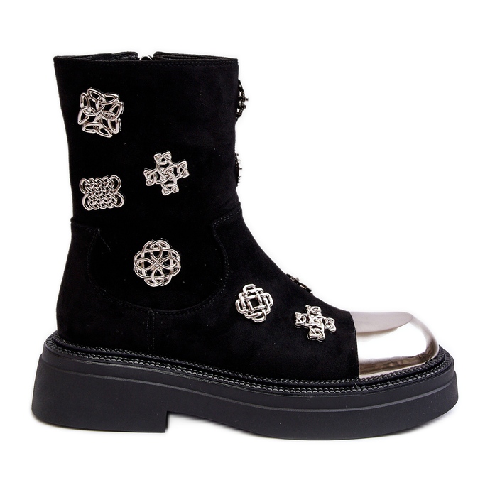 S.Barski Botins Isolados em Camurça com Decorações D&A MR870-14 Preto S.Barski Botins Isolados em Camurça com Decorações D&A MR870-14 Preto