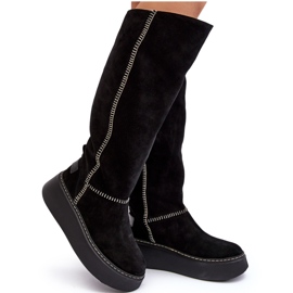 Botas femininas de camurça com plataforma maciça Maciejka 06312-01 pretas preto Botas femininas de camurça com plataforma maciça Maciejka 06312-01 pretas preto