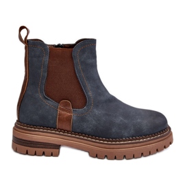 Botas Chelsea femininas isoladas com salto plano, Blue Myrine azul