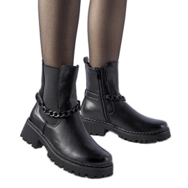 Botins pretos com isolamento e corrente Tiziano