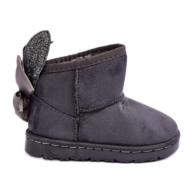 Botas de neve quentes para meninas com laços Meriva cinza