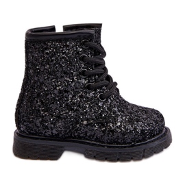 Botins infantis com isolamento de glitter e zíper, Saussa Preto