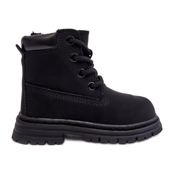 Botas infantis Bansi pretas com zíper preto